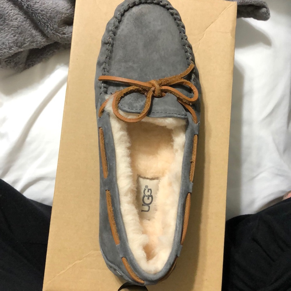 SOLD Gray New in the Box Ugg Moccasins never worn